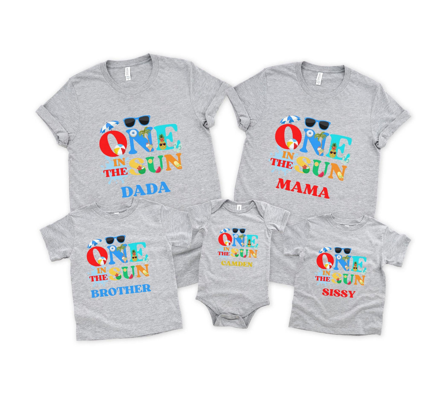 One in the Sun First Birthday Family Matching Shirts: Tropical Summer 1st Birthday Beach Pool Party Outfit