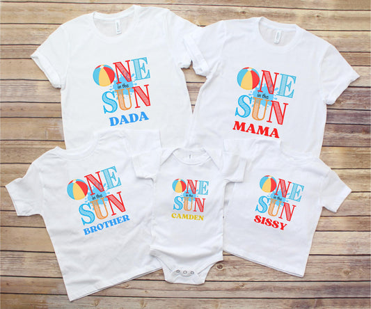 One in the Sun First Birthday Family Matching Shirts: Summer 1st Birthday Beach Pool Party Outfit