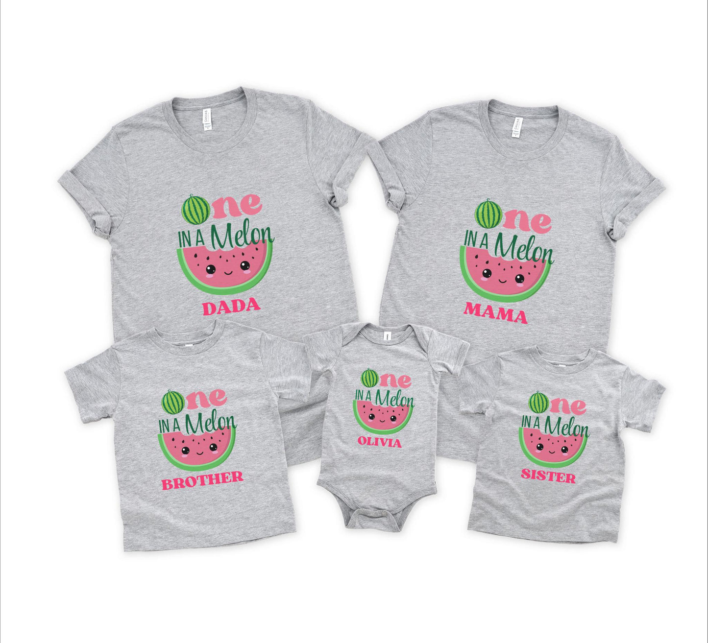 Personalized One in a Melon First Birthday Family Matching Shirts: Watermelon Themed Girl's 1st Summer Birthday Party Outfit