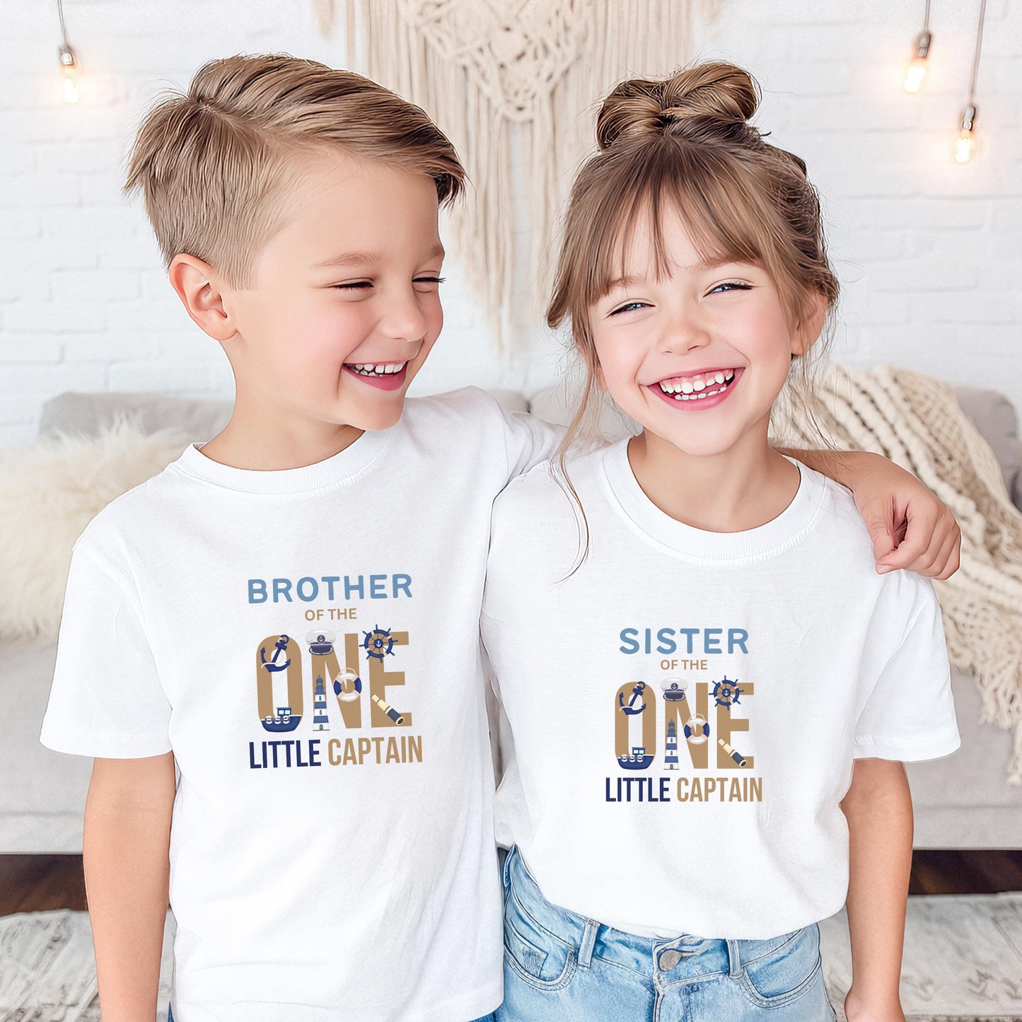 Nautical Sailing First Birthday Family Matching Shirts: One Little Captain 1st Birthday Party Outfits