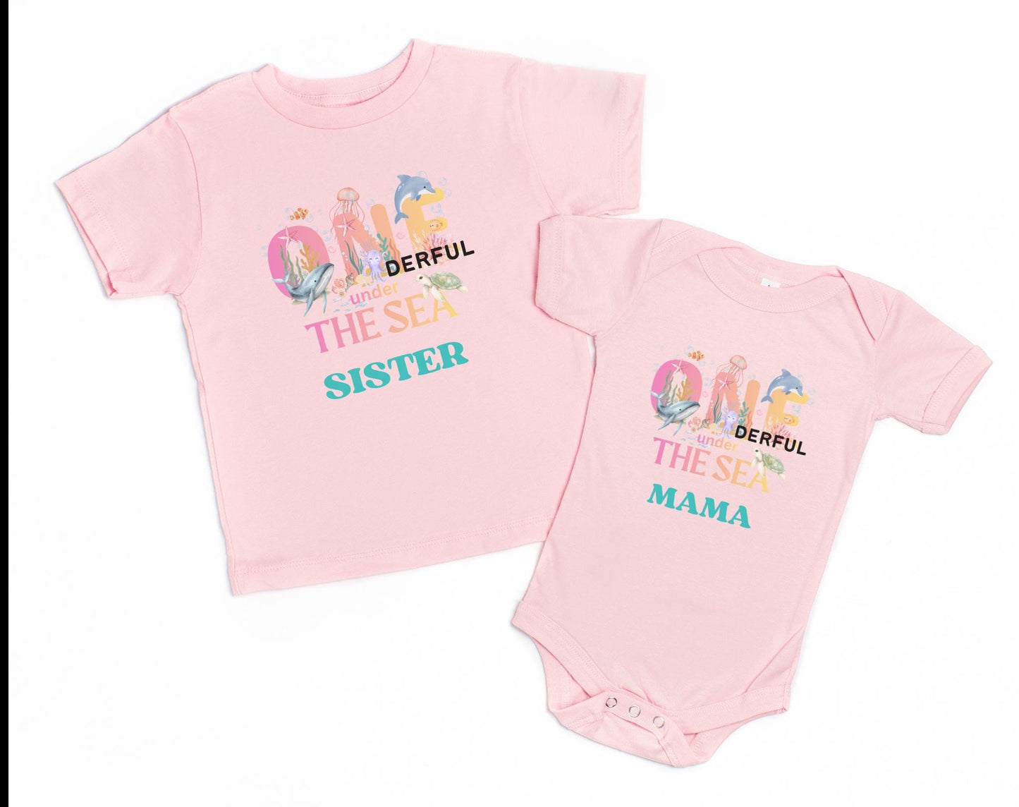 Oneder the Sea Birthday Family Matching Shirts: Girl's Summer 1st Under The Sea Birthday Tee