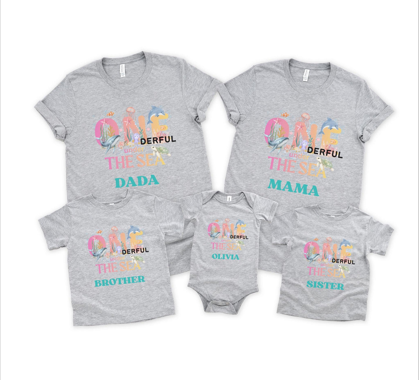 Oneder the Sea Birthday Family Matching Shirts: Girl's Summer 1st Under The Sea Birthday Tee