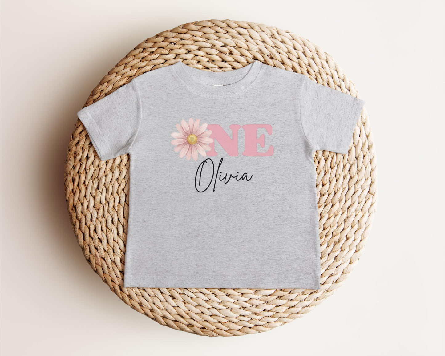 Boho Pink Daisy First Birthday Shirt: Girls Floral 1st Birthday Outfit
