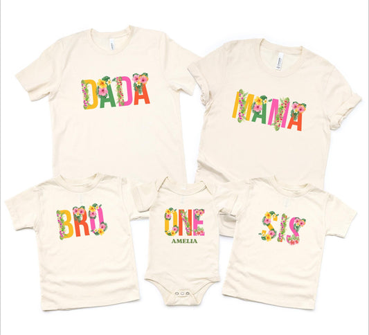 Tropical Birthday Family Matching Shirts: Luau Any Age Birthday Floral Girls Women Outfit