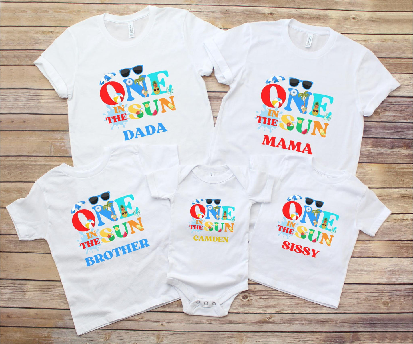 One in the Sun First Birthday Family Matching Shirts: Tropical Summer 1st Birthday Beach Pool Party Outfit