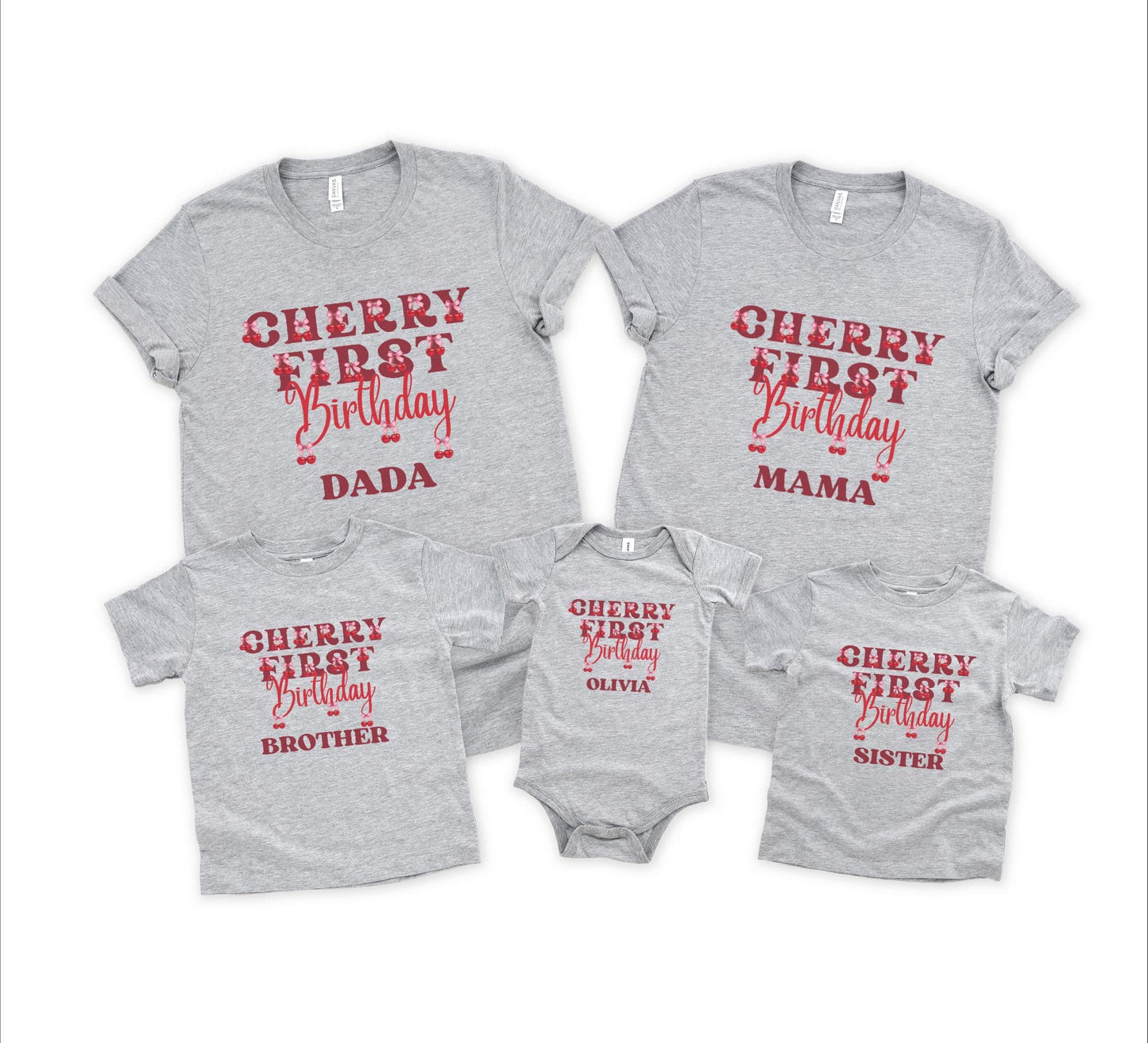 Personalized Cherry First Birthday Matching Family Shirts: Cherry On Top 1st Birthday Party Outfit