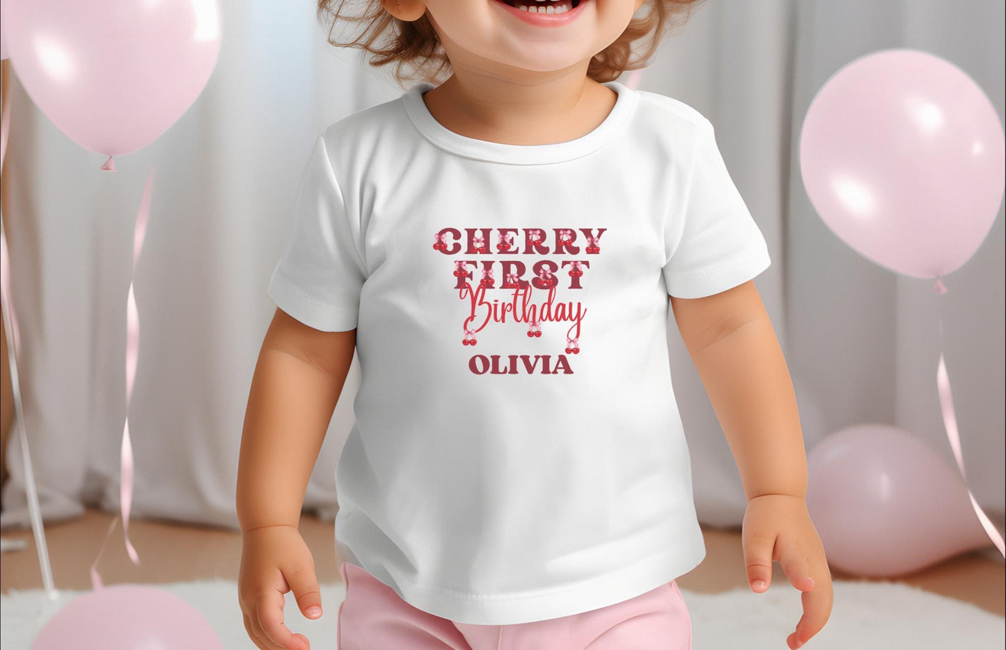 Personalized Cherry First Birthday Matching Family Shirts: Cherry On Top 1st Birthday Party Outfit