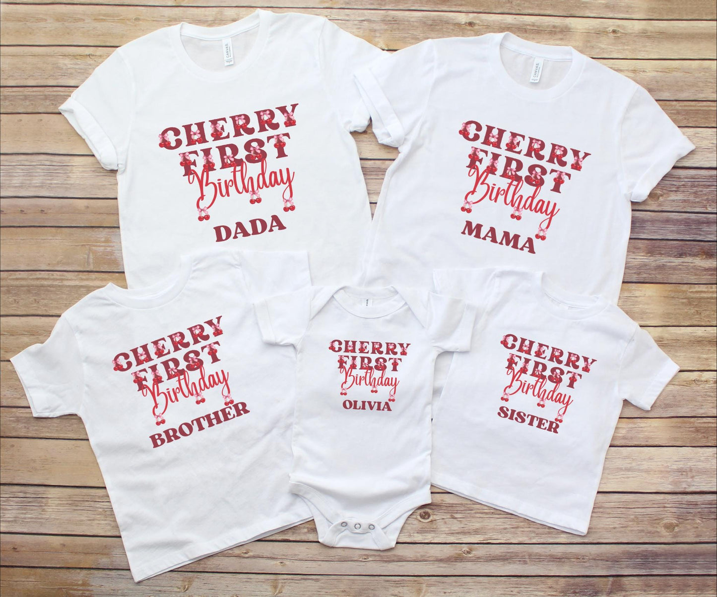 Personalized Cherry First Birthday Matching Family Shirts: Cherry On Top 1st Birthday Party Outfit