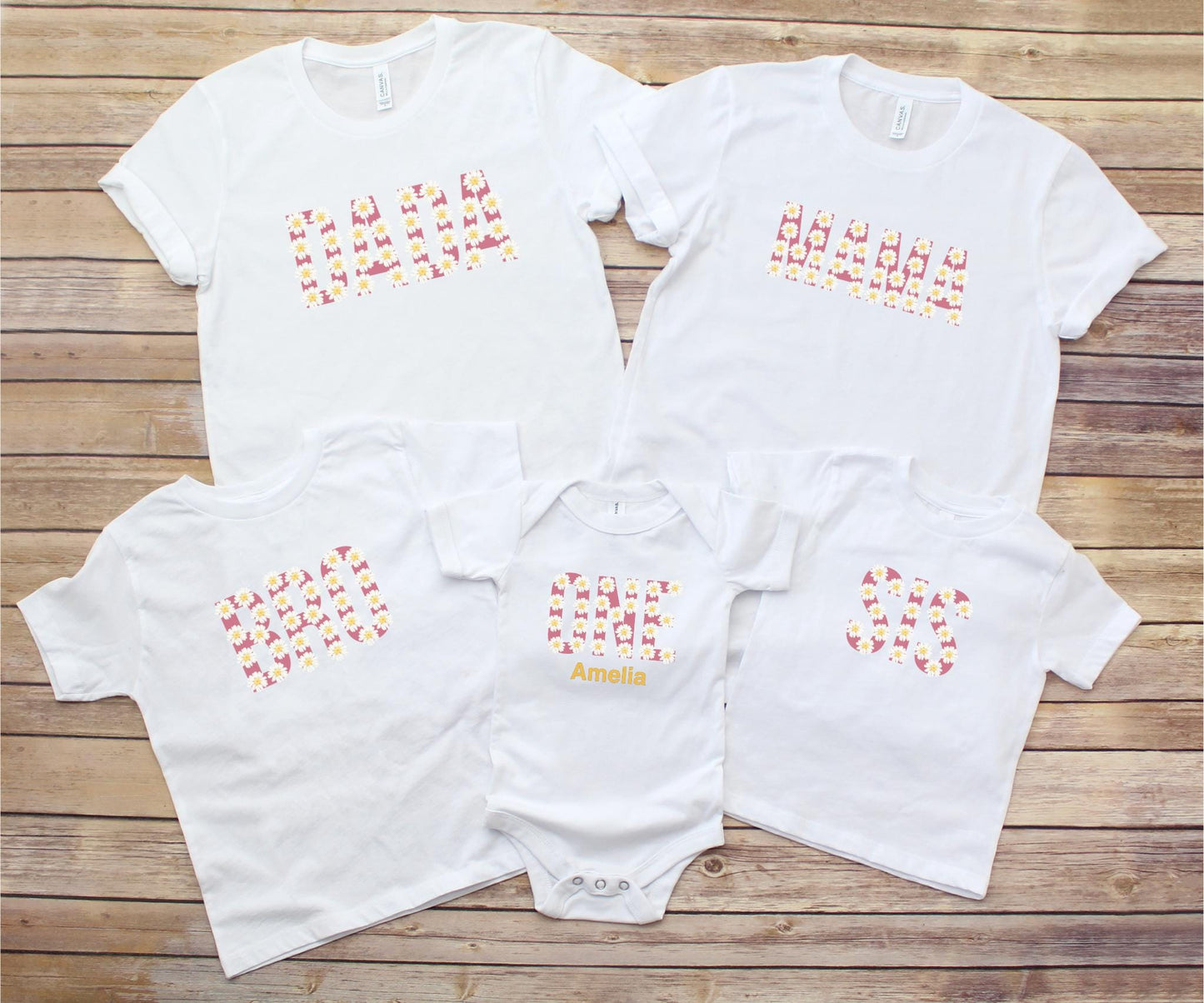 Daisy Themed First Birthday Matching Family Shirts: Girls Floral 1st Birthday Outfit
