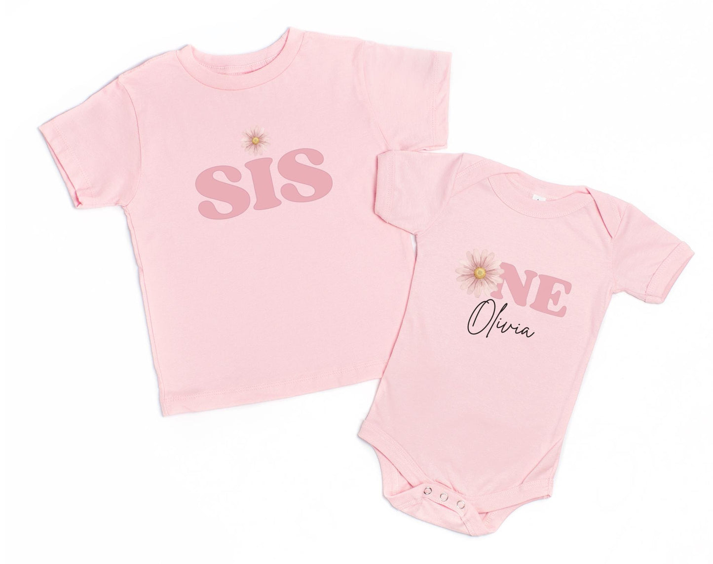 Boho Pink Daisy First Birthday Family Matching Shirts: Girls Floral 1st Birthday Outfit