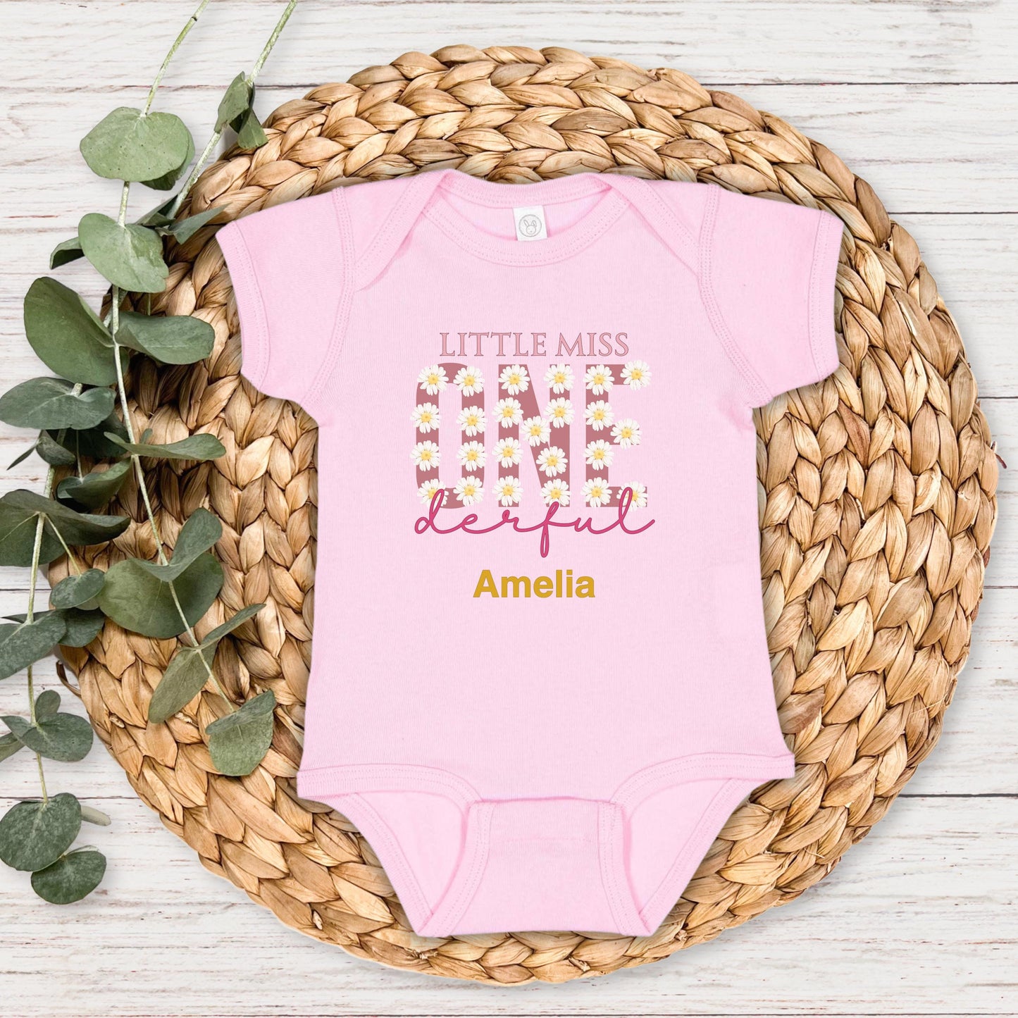 ONEderful First Birthday Shirt: Daisy Themed Little Miss Onderful 1st Birthday Outfit
