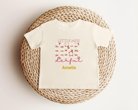 ONEderful First Birthday Shirt: Daisy Themed Little Miss Onderful 1st Birthday Outfit