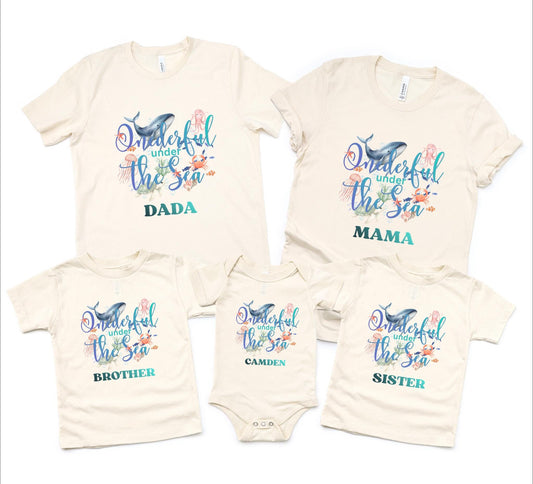 Oneder the Sea Birthday Family Matching Shirts: Boy's Summer 1st Under The Sea Birthday Tee