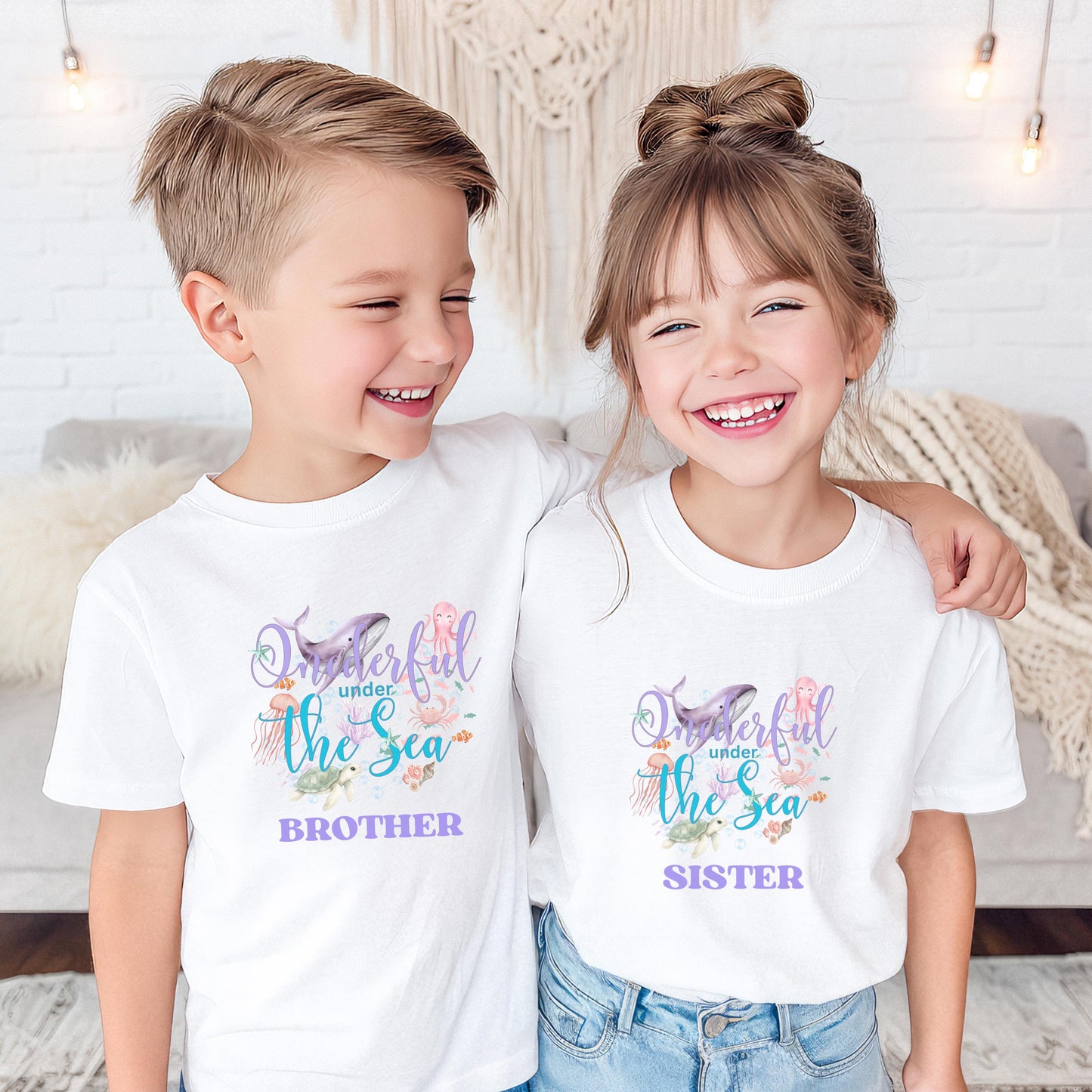 Oneder the Sea Birthday Family Matching Shirts: Girl's Summer 1st Under The Sea Birthday Tee