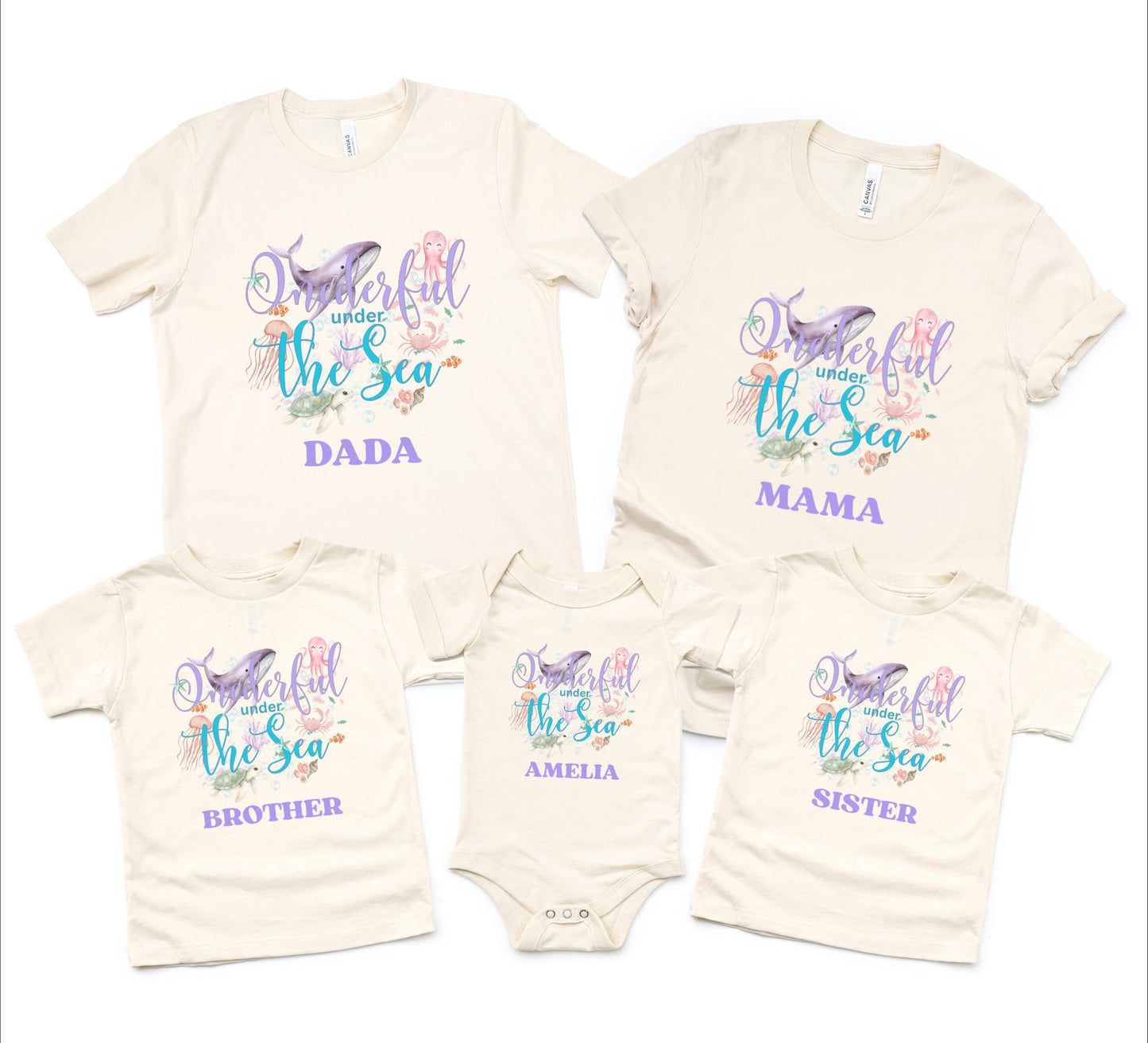 Oneder the Sea Birthday Family Matching Shirts: Girl's Summer 1st Under The Sea Birthday Tee