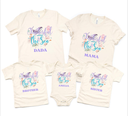 Oneder the Sea Birthday Family Matching Shirts: Girl's Summer 1st Under The Sea Birthday Tee