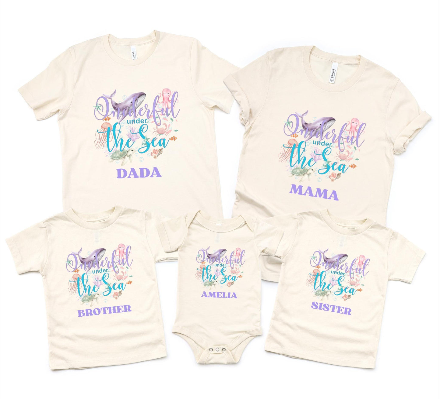 Oneder the Sea Birthday Family Matching Shirts: Girl's Summer 1st Under The Sea Birthday Tee