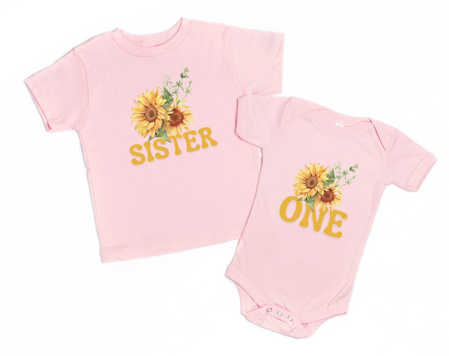 Sunflower First Birthday Family Matching Shirts: Girl 1st Birthday Floral Summer Fall Outfit