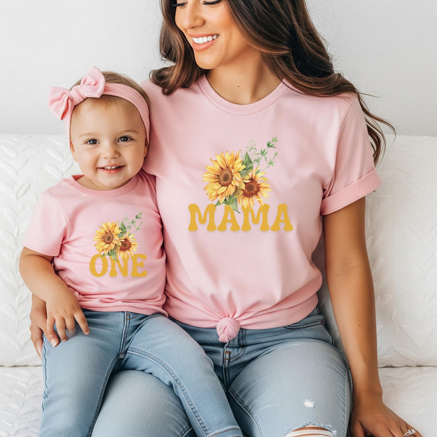 Sunflower First Birthday Family Matching Shirts: Girl 1st Birthday Floral Summer Fall Outfit