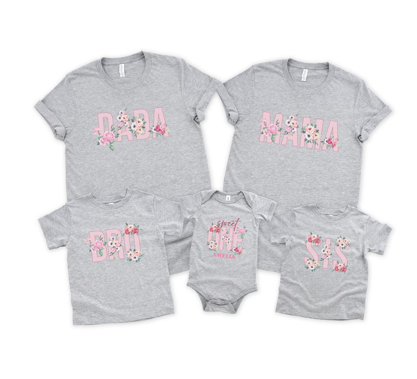 Peony First Birthday Family Matching Shirts: Girl 1st Birthday Floral Spring Summer Outfit