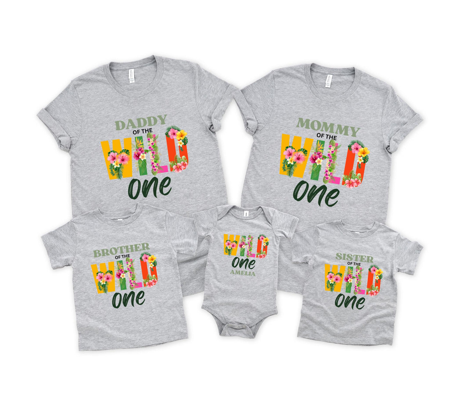 Tropical First Birthday Family Matching Shirts: Luau 1st Birthday Floral Girls Outfit