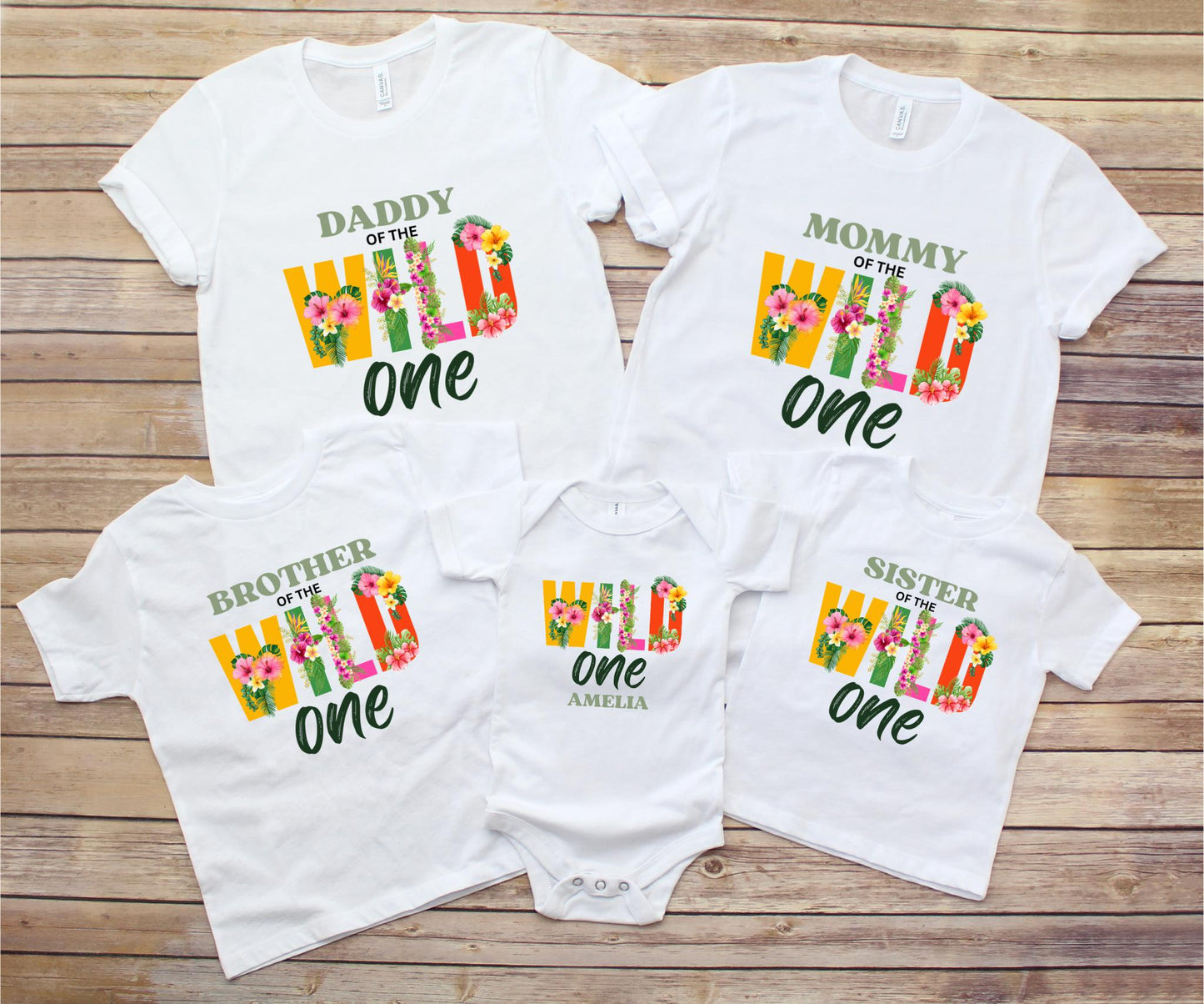 Tropical First Birthday Family Matching Shirts: Luau 1st Birthday Floral Girls Outfit