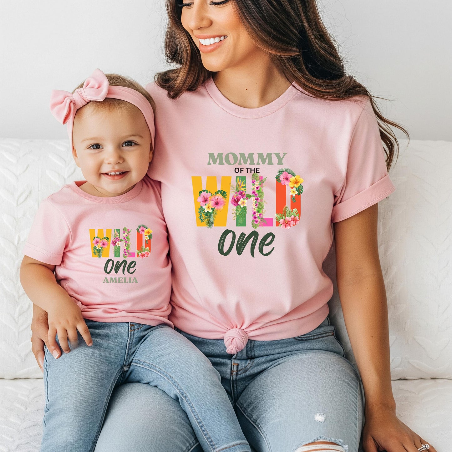 Tropical First Birthday Family Matching Shirts: Luau 1st Birthday Floral Girls Outfit