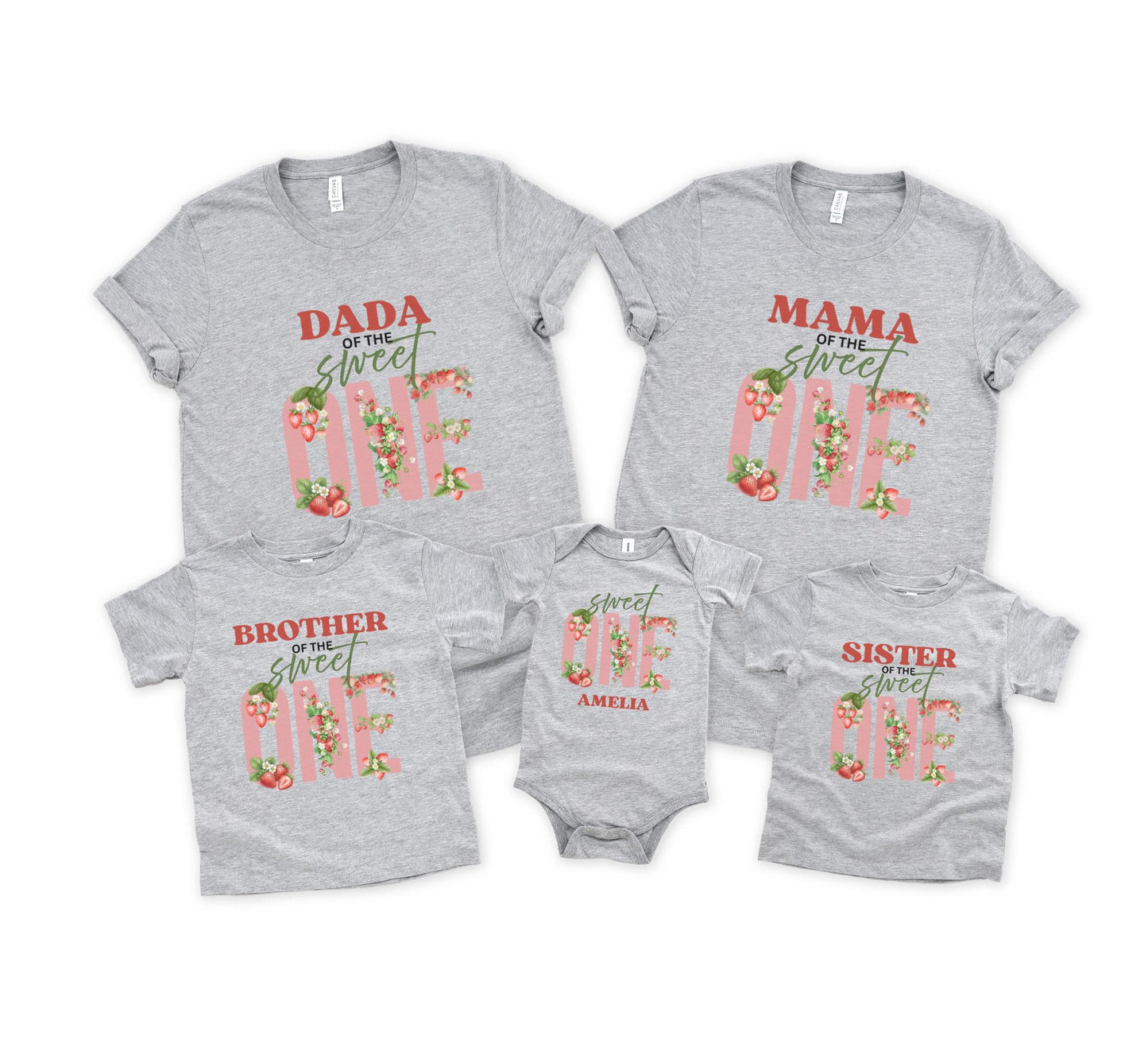 Personalized Strawberry 1st Birthday Shirt: Sweet One Matching Family Party Tee