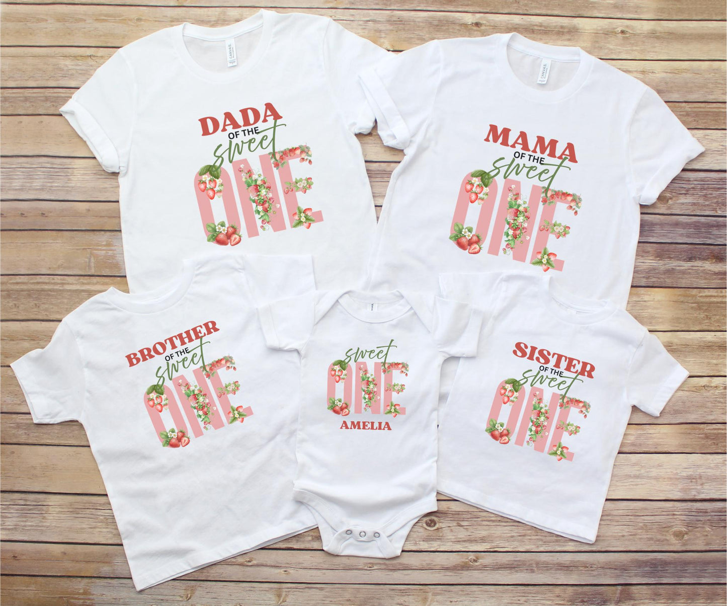 Personalized Strawberry 1st Birthday Shirt: Sweet One Matching Family Party Tee