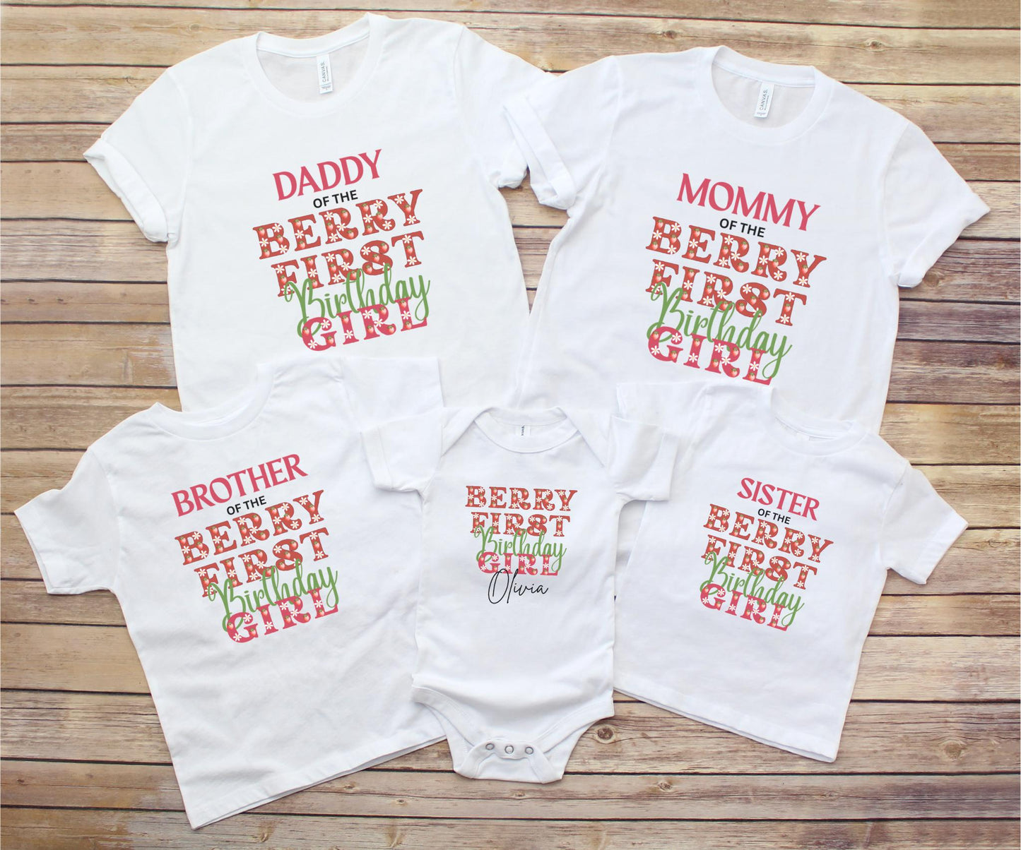 Personalized Strawberry 1st Birthday Shirt: Berry First Matching Family Party Tee