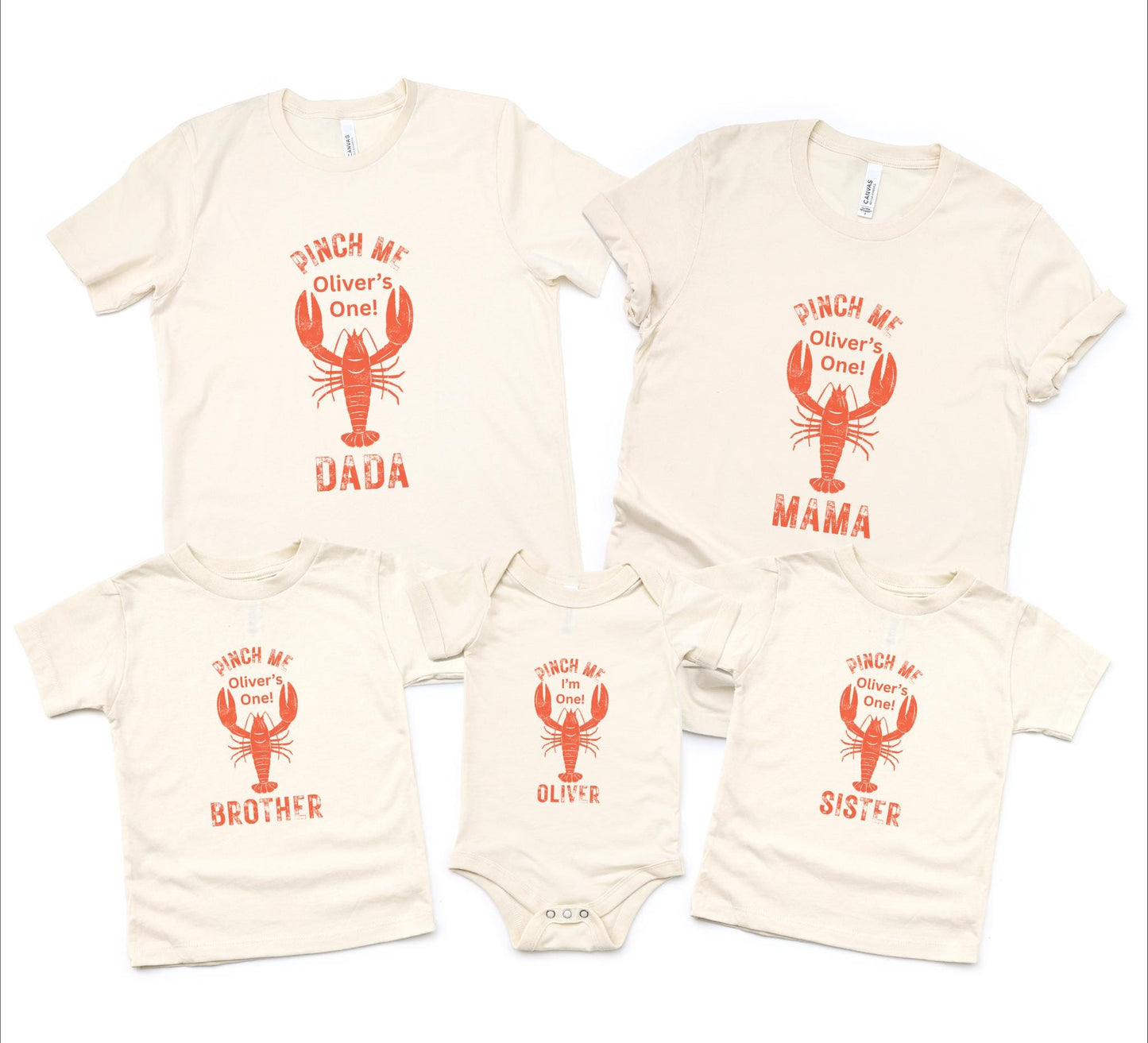 Lobster Boil First Birthday Family Matching Shirts: Pinch Me I'm One Nautical Theme 1st Birthday Party Outfit