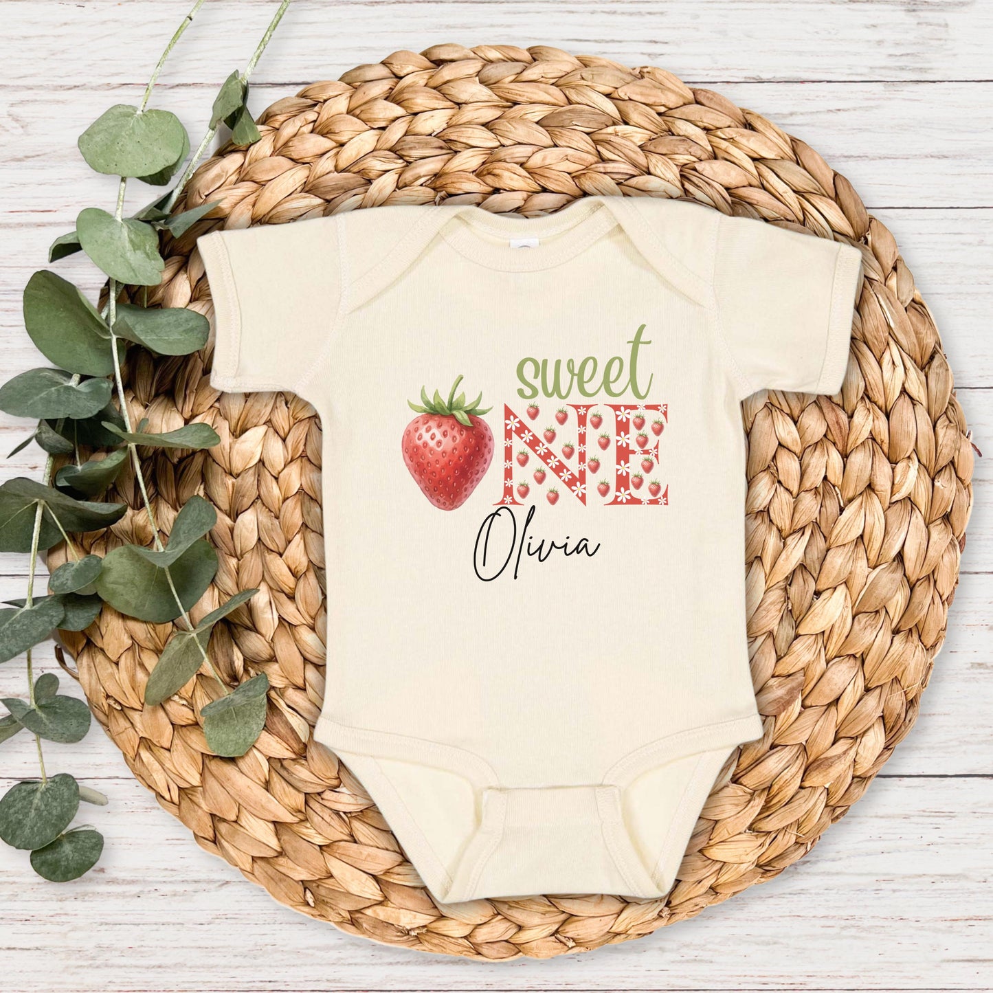 Personalized Sweet One Strawberry First Birthday Shirt: Fruit Themed 1st Birthday Outfit