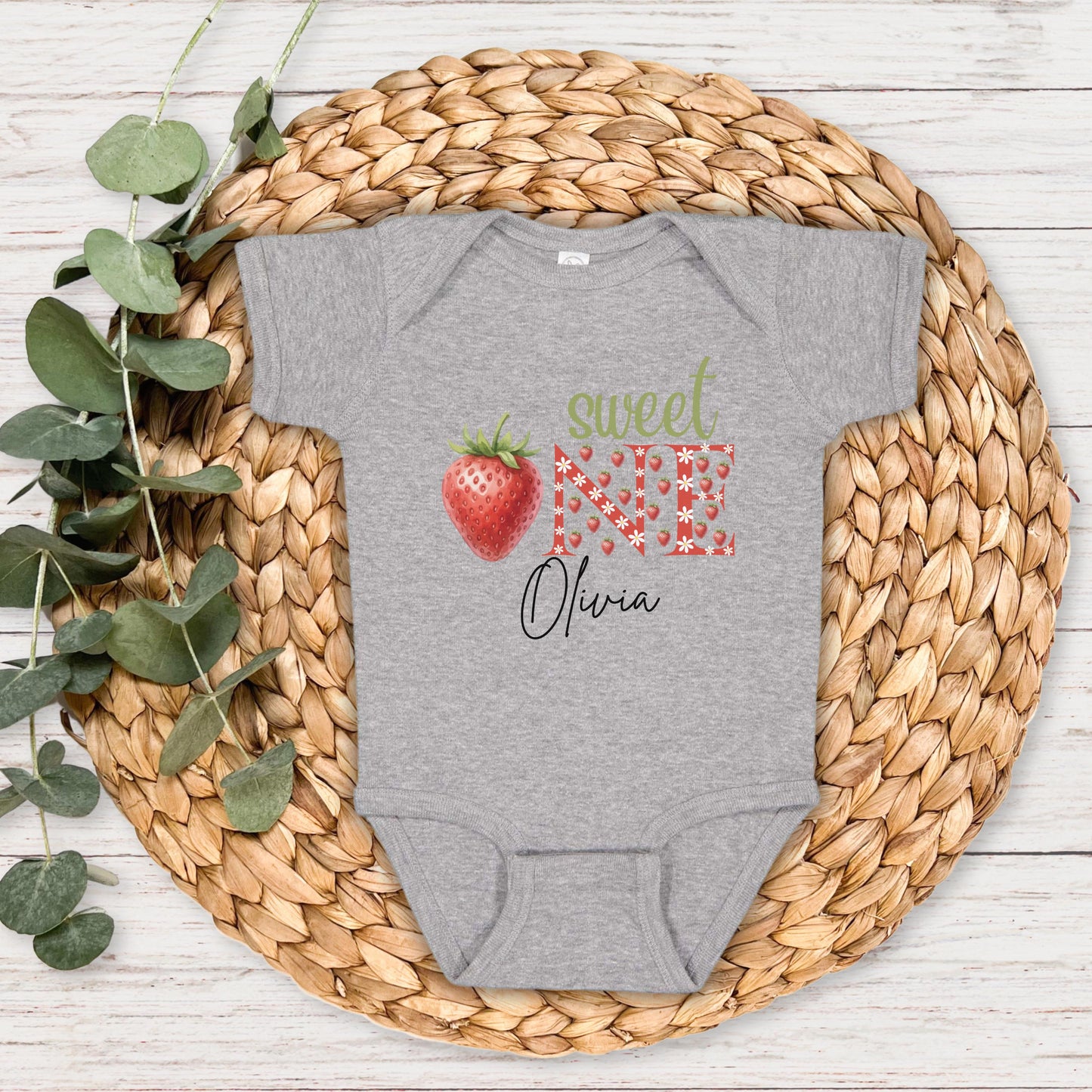 Personalized Sweet One Strawberry First Birthday Shirt: Fruit Themed 1st Birthday Outfit