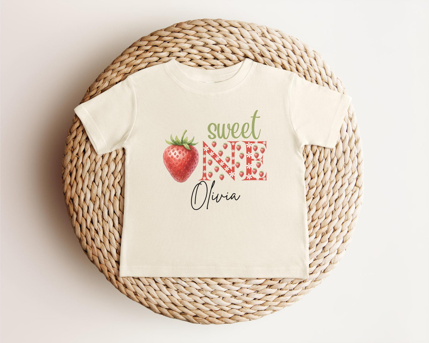 Personalized Sweet One Strawberry First Birthday Shirt: Fruit Themed 1st Birthday Outfit