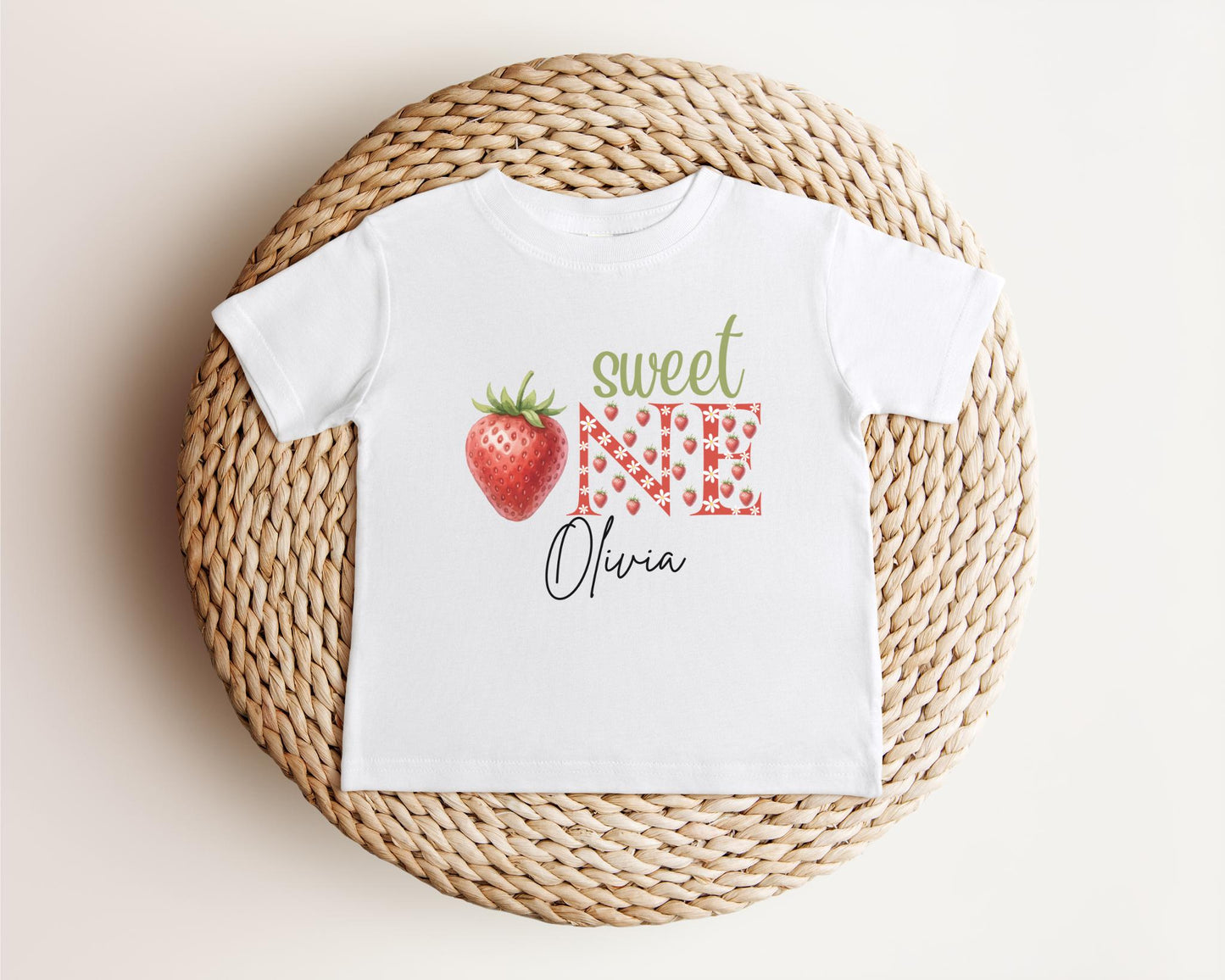 Personalized Sweet One Strawberry First Birthday Shirt: Fruit Themed 1st Birthday Outfit