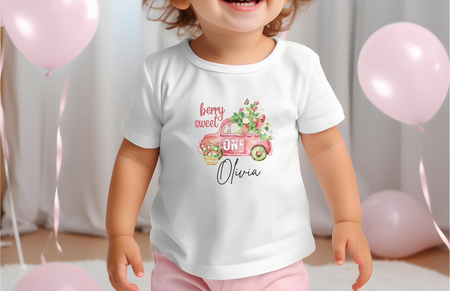 Personalized Berry Sweet One Strawberry First Birthday Shirt: Fruit Themed 1st Birthday Outfit