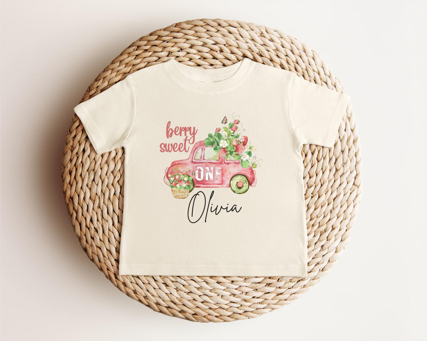Personalized Berry Sweet One Strawberry First Birthday Shirt: Fruit Themed 1st Birthday Outfit