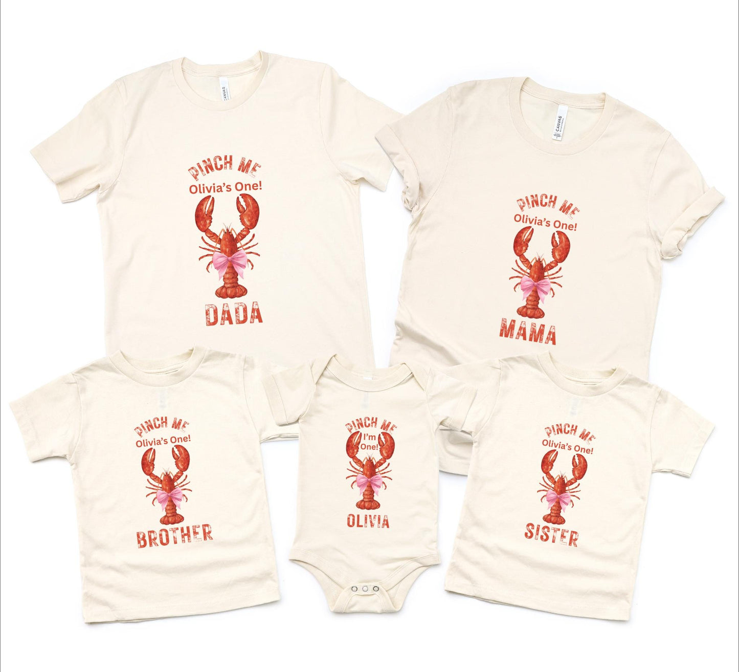Lobster Boil First Birthday Family Matching Shirts: Pinch Me I'm One Nautical Theme Girl's 1st Birthday Party Outfit