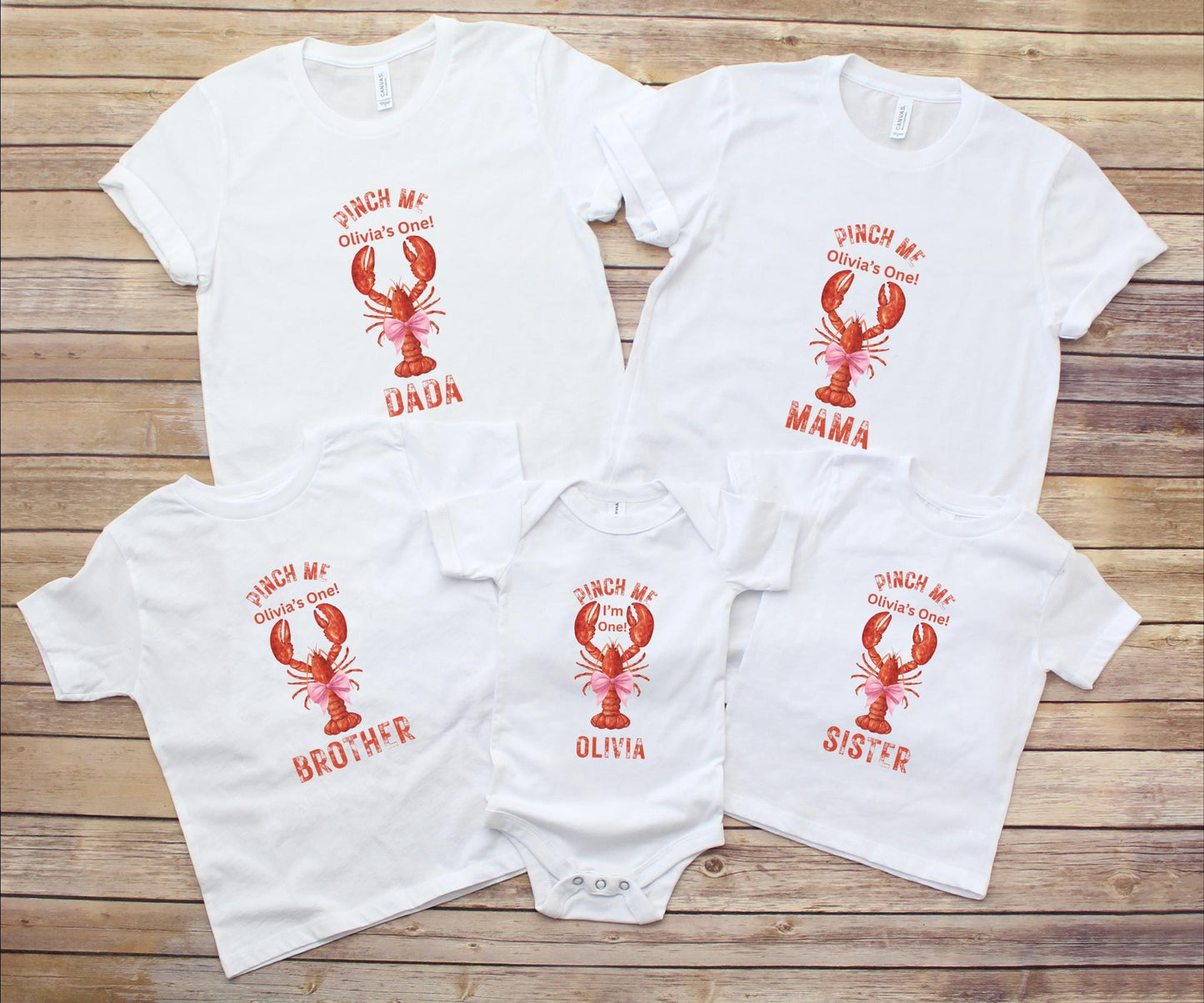 Lobster Boil First Birthday Family Matching Shirts: Pinch Me I'm One Nautical Theme Girl's 1st Birthday Party Outfit