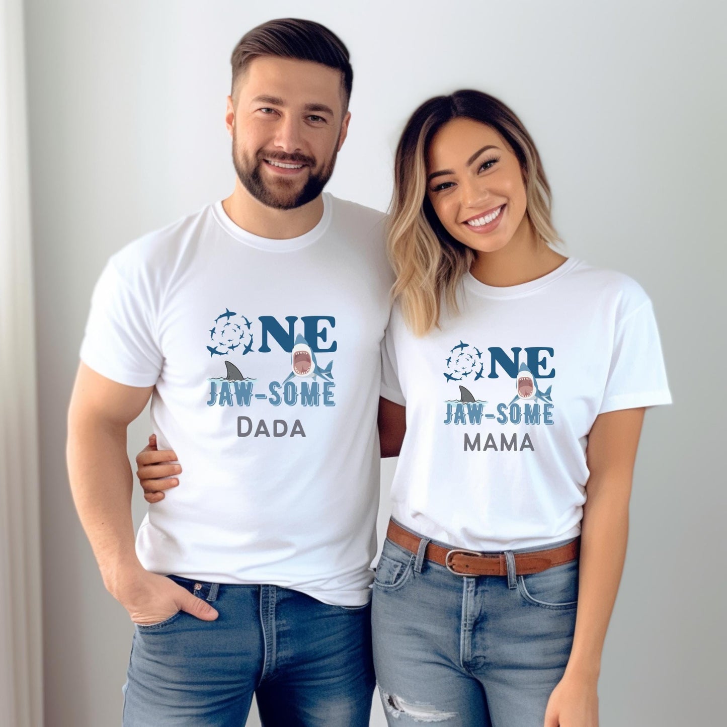Shark First Birthday Family Matching Shirts: Jaw-Some Ocean Sea Animals Themed 1st Birthday Party Outfit