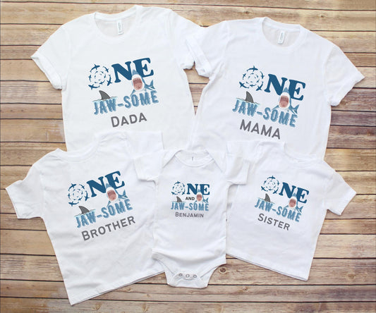 Shark First Birthday Family Matching Shirts: Jaw-Some Ocean Sea Animals Themed 1st Birthday Party Outfit