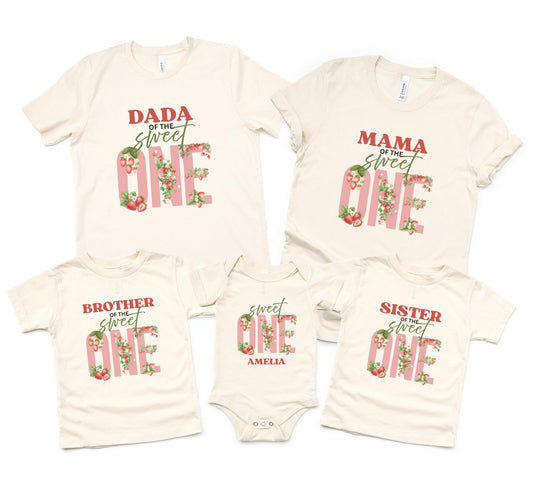 Personalized Strawberry 1st Birthday Shirt: Sweet One Matching Family Party Tee