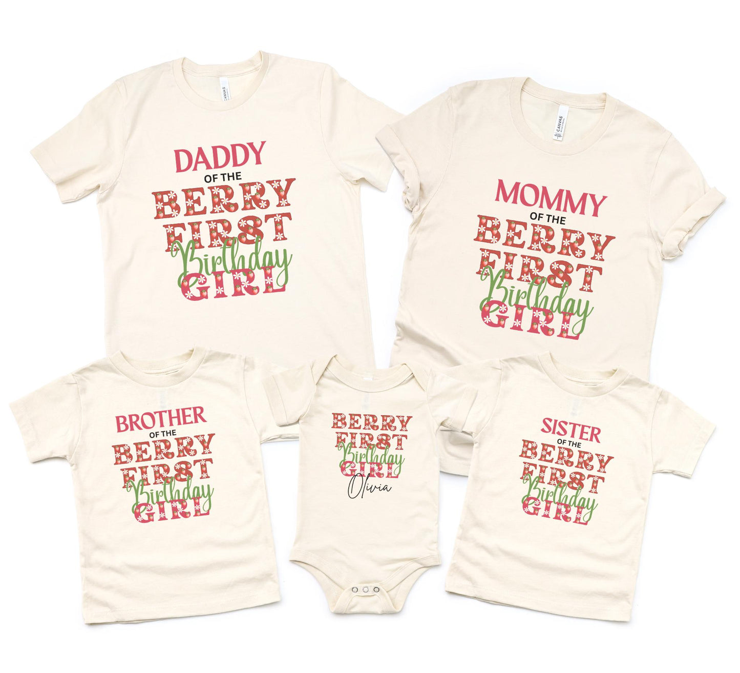 Personalized Strawberry 1st Birthday Shirt: Berry First Matching Family Party Tee