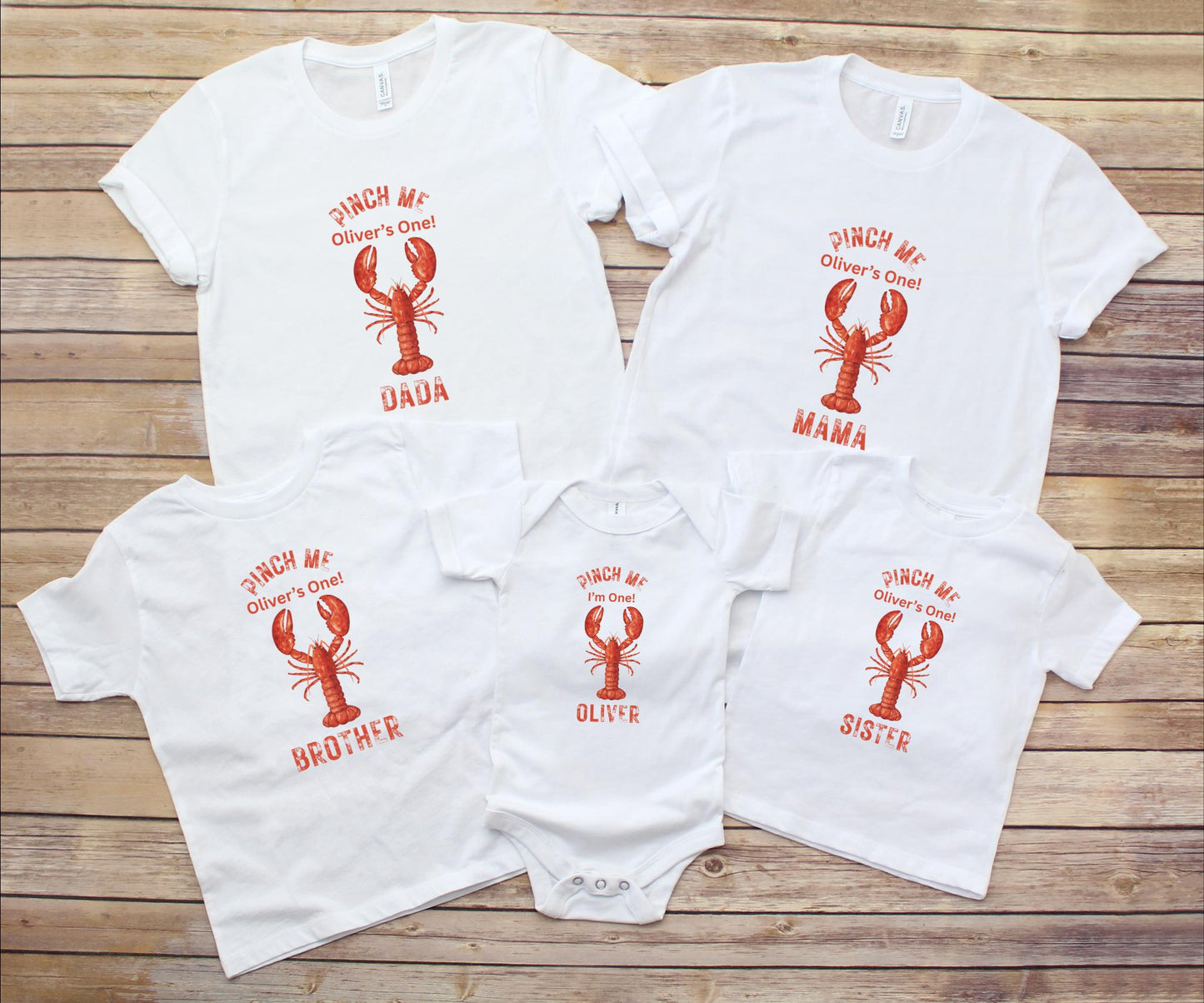 Lobster Boil First Birthday Family Matching Shirts: Pinch Me I'm One Nautical Theme 1st Birthday Party Outfit