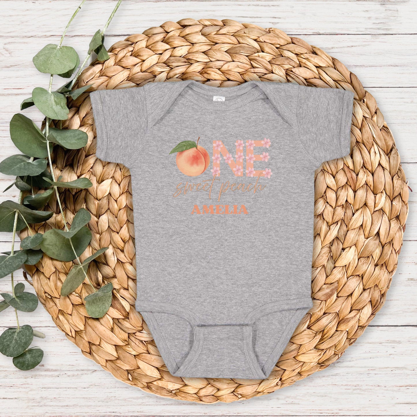One Sweet Peach First Birthday Shirt: Fruit Themed 1st Birthday Party Outfit