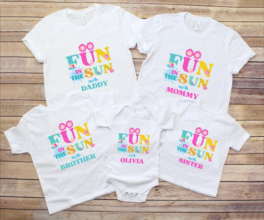 Fun in the Sun Matching Family Birthday Shirt: Girls Summer Birthday Beach Pool Party Outfit