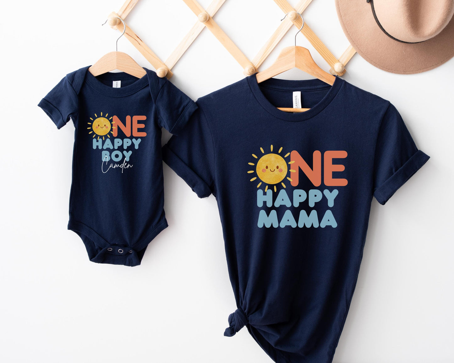 Custom One Happy Boy Matching Family Shirt | 1st Birthday Shirt for Boy | Personalized First Trip Around the Sun Outfit | Sunshine Birthday