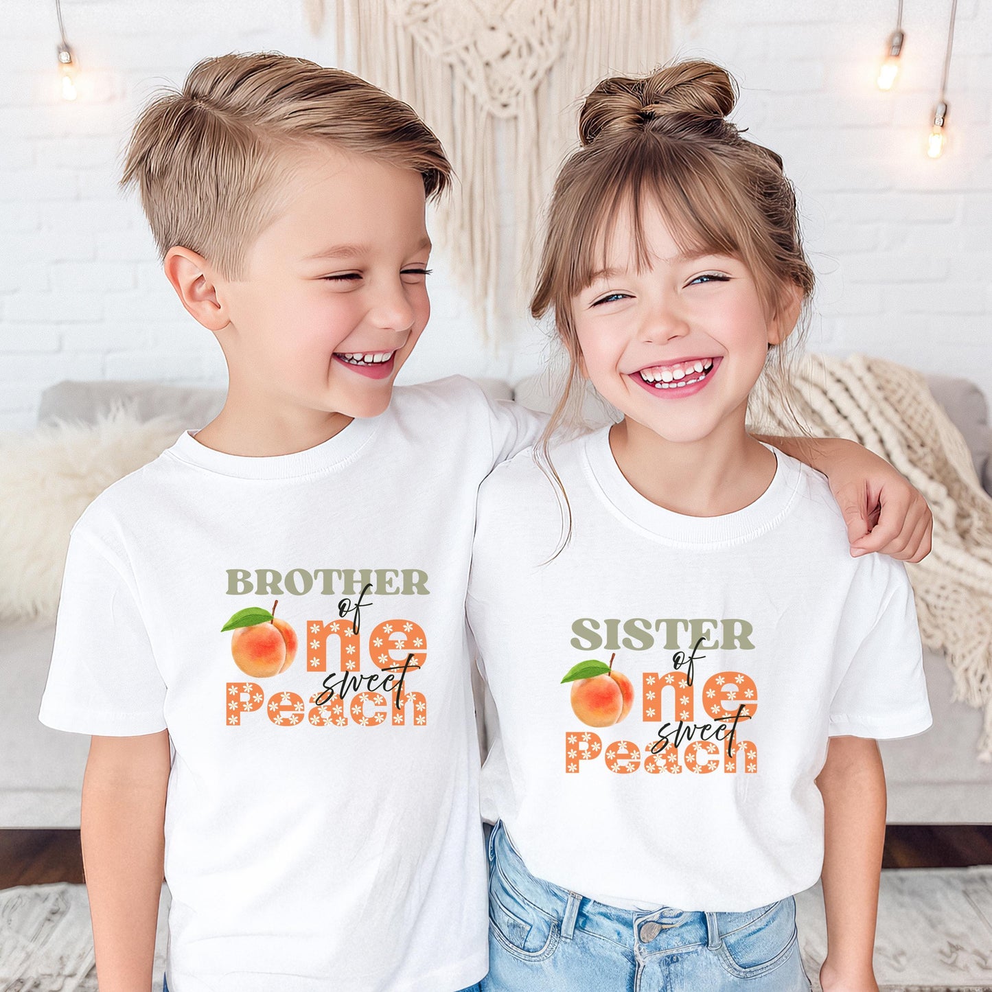 Personalized One Sweet Peach First Birthday Matching Family Shirts: Fruit Themed 1st Birthday Party Outfit