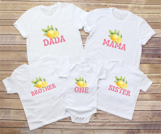 Personalized Lemon First Birthday Matching Family Shirts: Sweet One 1st Birthday Citrus Themed Party Outfit