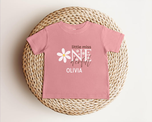 ONEderful First Birthday Shirt: Daisy Themed Little Miss Onderful 1st Birthday Outfit